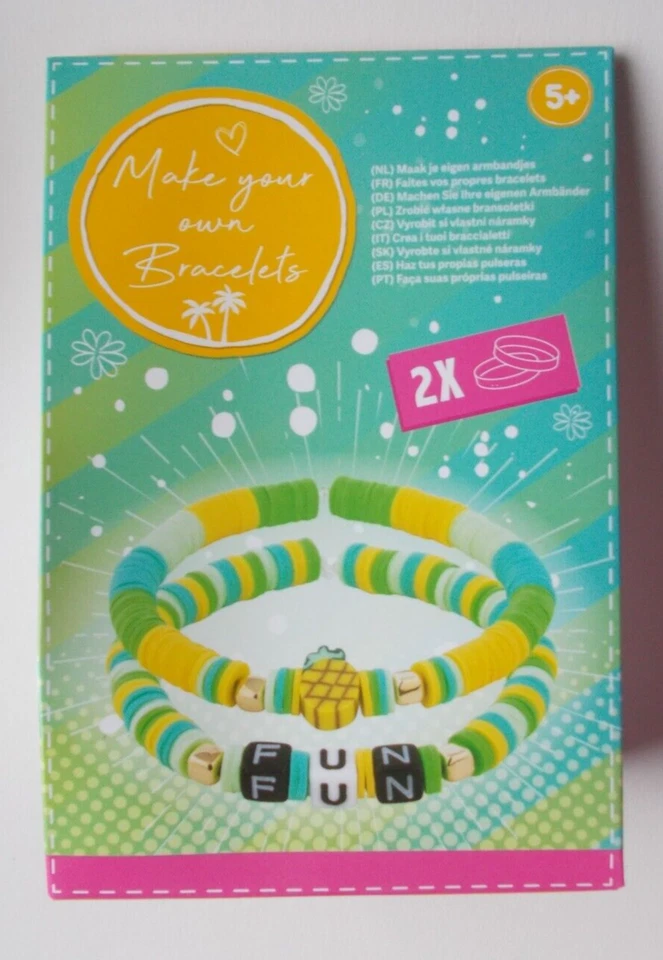 Set für 2 Armbänder basteln alle Materialen inklusive ab 5 Gelb Armband Perlen - Bild 1 von 1