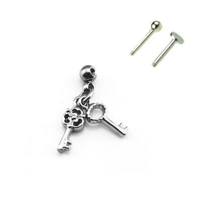 Schlüssel Anhänger Ohr Helix Tragus Piercing mit Labret oder Stab 1,2mm Gewinde - Bild 1 von 2