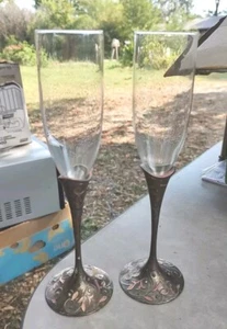 LENOX METAL STEM CHAMPAGNE GLASSES SET 2 - Picture 1 of 11