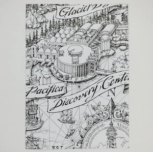 Tokyo DisneySea Overall Map Concept 1992 Postcard Disney Art of the Coloring - Picture 1 of 2