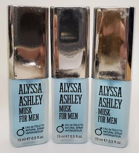 New ALYSSA ASHLEY Musk for Men EDT Natural Spray- Set of 3 Each 15/ml 0.5 oz - * - Picture 1 of 2