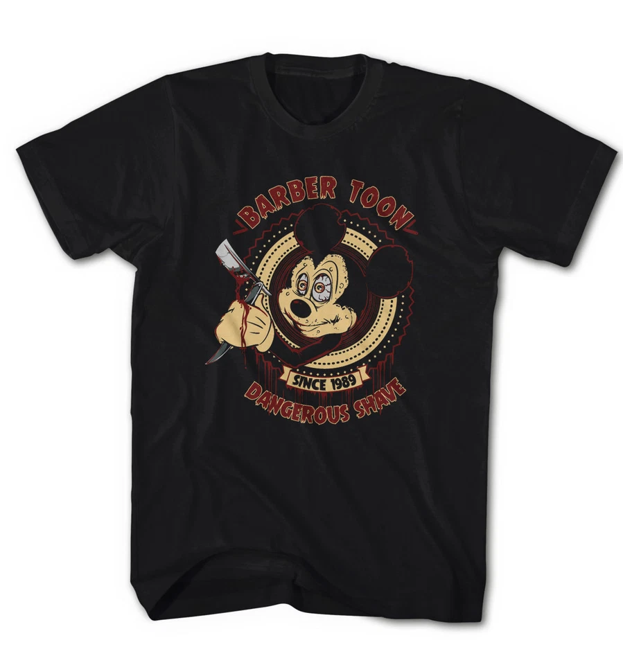 Herren T-Shirt Barber Micky Toon Dangerous shave Maus Comic  Neu S-5XL BT4216 - Bild 1 von 1