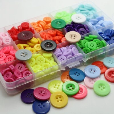 RESIN ASSORTED COLOURS BUTTONS 9MM-25MM BUTTONS DIY SEWING CRAFT SCRAPBOOKING - Image 1 of 4