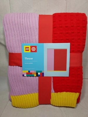 LEGO Target Textura Bloque de Color Suéter Tejido Manta Rojo Rosa 50 x 60"  Foto 1 de 2