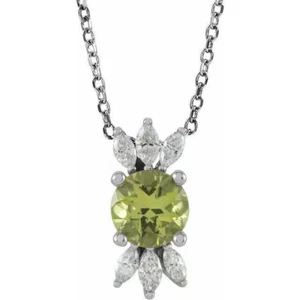 Collar de peridoto natural blanco de 14 K y 1/5 CTW diamante natural 16-18 - Imagen 1 de 3