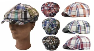 Gorra a cuadros de algodón Applejack 6 paneles Newsboy Caxista a cuadros de conducir sombrero - Imagen 1 de 12