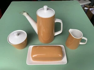 Mikasa Cera Stone Tea & Coffee Set: Pot, Butter Dish, Sugar Bowl & Creamer ~Nice - Picture 1 of 6