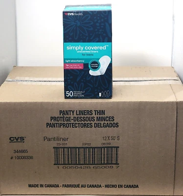 Forros sin perfume CVS HEALTH simplemente cubiertos - 1 estuche (12 paquetes de 50 = 600 revestimientos) Foto 1 de 4