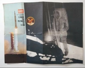 VINTAGE 1969 APOLLO 11 POSTER ARGENTINA PEOPLE MAGAZINE PREMIUM - Picture 1 of 1