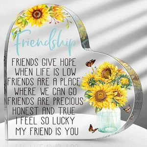 Friendship Acrylic Heart Keepsake Gift for Bestie BFF Soul Sister Women - Picture 1 of 7