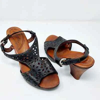 Naya Black Laser Cut Peep Toe Heels Size 8 - Image 1 of 4