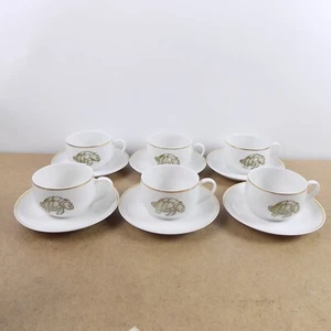 6 Tirschenreuth Sea Turtle Cups & Saucers Bavaria Germany Porcelain VGC - Picture 1 of 4