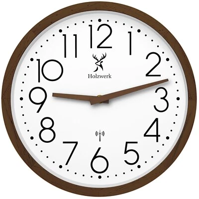 Holzwerk KRONBERG (FUNK) Holz Wanduhr, moderne 30 cm Ø Designer Funkwanduhr - Bild 1 von 4