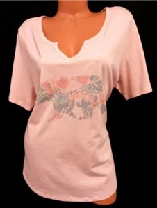 Terra & sky pink v neck mama bear women's short sleeve plus top 1X - Picture 1 of 6