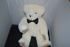 Vermont Teddy Bear Co. Jointed White Plush Bear | 16” w/bow tie W3