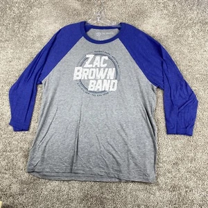 Zac Brown Bella Canvas Raglan Shirt Mens 2XL XXL Long Sleeve Gray Blue Crew Neck - Picture 1 of 6
