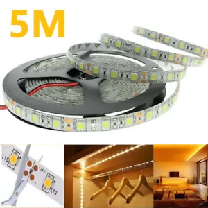 5M 5050 Extra High Brightness 16W/m Warm White 300 Flexible LED Strip Light 12V - Picture 1 of 10