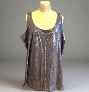 DG2 Diane Gilman Gray Sequin Sleeveless Top Tank Size 2X NWOT - Picture 1 of 9
