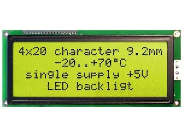 Écran EA W204-BNLED : LCD alphanumérique STN positif 20x4 jaune-vert LED ELECTR - Photo 1/1