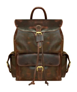 Handcrafted Distressed Leather  Work Travel Backpack 18SKB02 - Picture 1 of 6