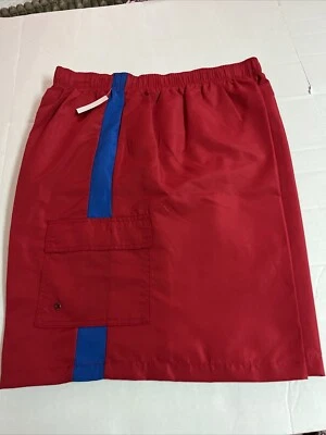 New Open Trails men's swim trunks red with blue stripe size pockets size 2XL - Image 1 of 2