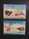 Bear Comic Vintage Linen Post Cards A1