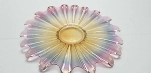 Pastel Sunburst Flower Shape Iridescent Carnival Glass Serving plate 11 Inch - Picture 1 of 5
