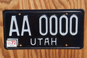 1972 Utah SAMPLE License Plate # AA 0000 - High Quality - Picture 1 of 3