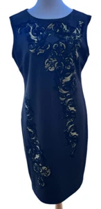 Carmen Marc Valvo Dress Women 14 Black Sleeveless Velvet Styling - Picture 1 of 10