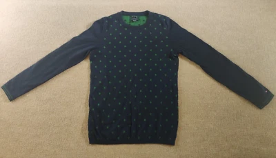 Suéter Tommy Hilfiger Mujer M Azul Verde Lunares 100% Algodón Pima Pullover Foto 1 de 4
