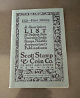 1925 First Edition Scott Stamp & Coin Co Postage Stamps Price List, Vintage
