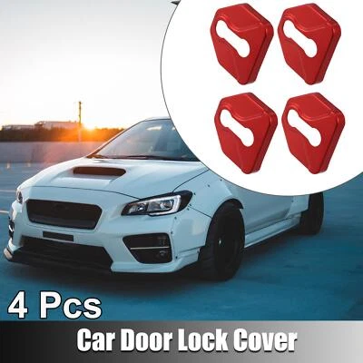 4pcs Car Door Lock Latches Cover Stainless Steel Door Protector for Subaru Red - Image 1 of 4