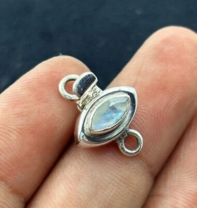 Box Clasps 925 Sterling Silver Moonstone Finding Jewelry Box Lock KJ-327 - Picture 1 of 4