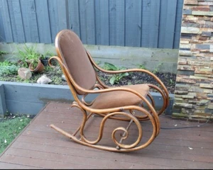 Old Thonet Style Upholstered Bentwood Rocking Chair, Pick Up from 3134 - Picture 1 of 4