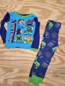 Minecraft Kids Boys Sleepwear Top Long Sleeve and Pants Size 6 Blue - Picture 1 of 6