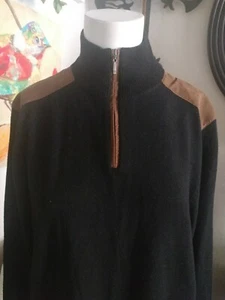 Thomas Parker Mens Zip Mock Neck Black-Brown Shoulders Size M - Picture 1 of 12