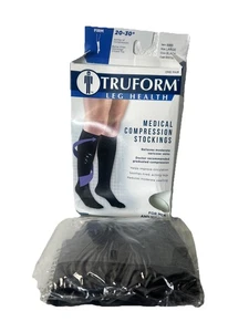 Truform Compression Stockings 20-30 Black Large Below Knee Closed Toe 8865 - Picture 1 of 2