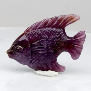 💎 25.48ct Fish Carving Purplish Red Ruby - Unheated Handcraft Tanzania Gemstone - Picture 1 of 5