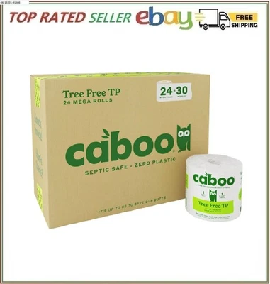 Caboo Bamboo Toilet Paper 24 Mega Rolls 2-Ply Septic Safe Tree Free 400 Sheets - Image 1 of 4