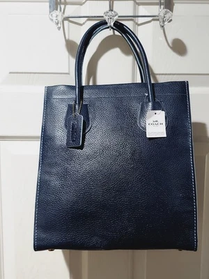 $695 Coach Cashin Carry Tote 29 bag 730 Midnight Navy Pebbled Leather Large  - Image 1 of 4