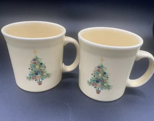 Homer Laughlin Fiesta Christmas Tree Holiday 12 Oz  Mugs Cup Set of 2 - Picture 1 of 6