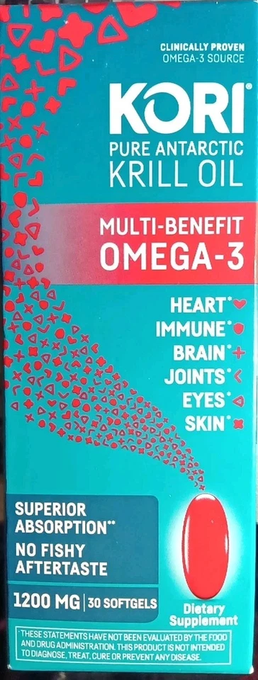 Kori Pure Antarctic Krill Oil Multi-Benefit Omega-3 1200mg (30 Softgels)