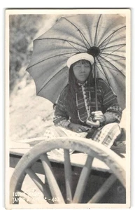 "Igorot Maiden Taking A Joy Ride" RPPC Luzon, Philippines Filipina 1910s Photo - Picture 1 of 2