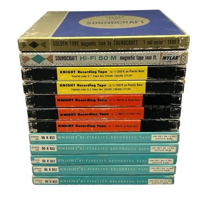 12 Knight Reel To Reel Recording Tapes 7 in High Fidelity Audio Used Ships Quick - Image 1 of 4