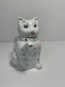 Vintage 1950s Maneki Neko Lucky Beckoning Cat Teapot Porcelain Hand Painted - Picture 1 of 7