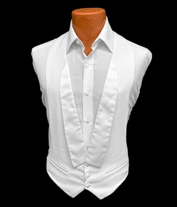 Men’s White Tuxedo Vest Small – Vintage/Retro – Discounted for Wear/Condition - Picture 1 of 3