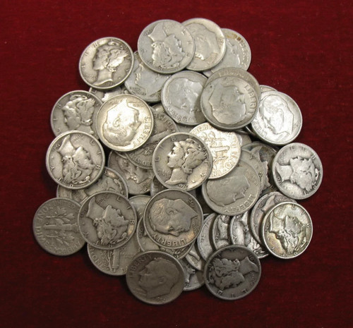 1/4 Standard Ounce Of 90% Constitutional Silver Dimes-All 1964 Or ...