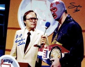 GCW Masked Superstar Hand Signed Eadie Gordon Solie WWF WWE Wrestling 8X10 Photo - Picture 1 of 5