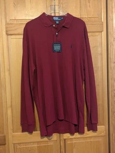 Polo Ralph Lauren Men’s Interlock Long Sleeve Polo Shirt Size Large Maroon Red - Picture 1 of 8
