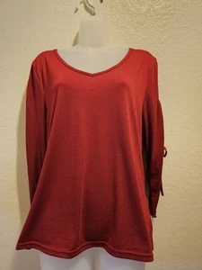 Blusa Pullover Loveu.dear Roja Sólida Top Talla Grande 3/4 Mangas Campana Abierta Top Corbatas - Imagen 1 de 7